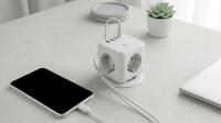 Mars Gaming MD-CUBE20, PowerCube Multifunción Compacto, 3 Enchufes SCHUKO + 2 USB-C + 2 USB-A, Carga Rápida PD 20W, Tecnología GaN, Botón ON/OFF con LED, 9 Protecciones, Enchufe Europeo Tipo F, Negro o Blanco - details 2