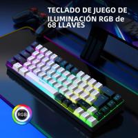 Teclado De Juego 68 Teclas Con Retroiluminación RGB Negro Y Blanco Para Portátiles Y Computadoras USB Cableado Portátil - details 10
