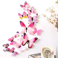12pcs Parches De Pared Decorativos 3D Mariposa Arcoíris PVC Para Decoración Del Hogar Sala De Estar Estilo Moderno Adhesivos De Pared - details 0