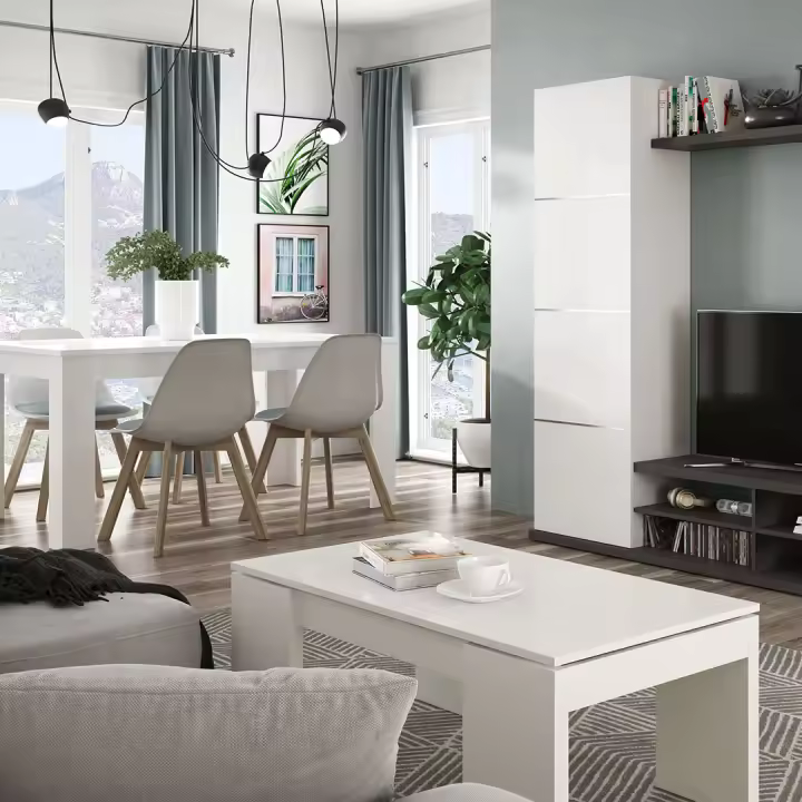 MESA CENTRO ELEVABLE 43X100X50 CM BLANCO BRILLO - 1
