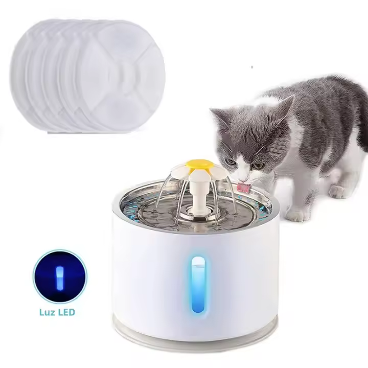 Fregadero Automático Para Mascotas Acero Inoxidable Bebedero Silencioso USB Con Luz LED Dispensador De Agua Para Gatos Y Perros - 1