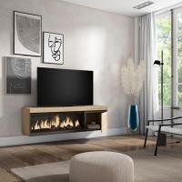 Skraut Home, Mueble Televisión, 158x35x45cm, Fuego Led XXL efecto 3D, Veteado de madera, Tacto poroso de alta calidad - details 1