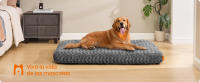 Feandrea Cama para Perros, Cojín, XXL, para Perros Grandes, Manta Mullida para Mascotas, Felpa, 122 x 74 cm, Acolchado Suave, Lavable, Antideslizante, Gris Pizarra - details 0