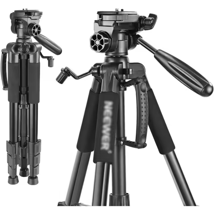 Trípode para cámara portátil de 56 pulgadas/142 cm, Cabezal Giratorio de Aluminio de 3 vías + Bolsa de Transporte para cámara DSLR (Color: D, tamaño: 47-142 cm) - 1