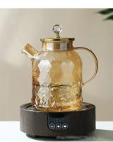 Justinlau Tetera De Vidrio De Boro Sílice Alta 1/1.8L Con Tapa Y Filtro Resistente Al Calor Para Agua Fría Hervidor De Té Ambar Para Flor De Té - details 1