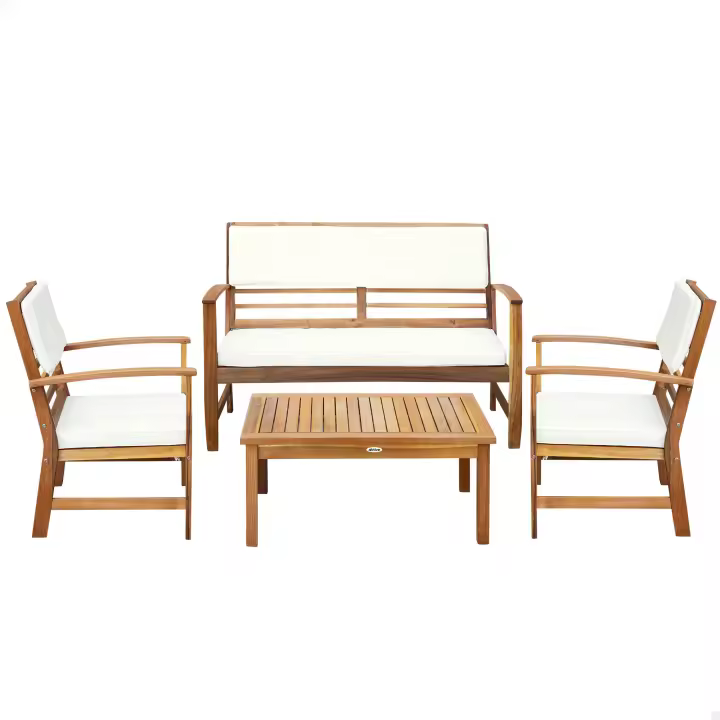 Conjunto jardín en madera de acacia con mesa, banco y 2 sillones Aktive Garden - 1