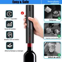 Abrevidrio Eléctrico Recargable Automático O Con Baterías Herramienta De Apertura De Botellas De Vino Para Cocina Y Bar Eco-amigable - details 2