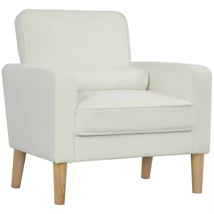 HOMCOM Sofá de Plaza Tapizado en Terciopelo Sofá de Salón de con Asiento Capitoné y Patas de Madera para Espacios Pequeños Dormitorio Sala de Estar Oficina Crema - 1