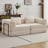 Diseño convertible plegable: este sofá cama desplegable tiene dos formas, sofá y colchón, se convierte fácilmente entre cama y sofá plegando los reposabrazos laterales o el respaldo, ahorrando espacio sin preocupaciones - details 0