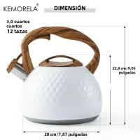 KEMORELA Kettle De Acero Inoxidable 3L Con Manija De Madera Resistente Al Calor Con Sonido De Golpe Calefacción Para Cocina Inducción Y Gas - details 5