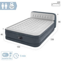 INTEX - Colchón hinchable doble con cabecero, cama queen, 152x236x46 cm, para 2 personas, máximo 272 kg, resistente a pinchazos, PVC, incorpora hinchador, con bolsa de transporte - details 3