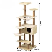 CATURE, Árbol Rascador para Gatos, 153 cm de Altura, Color Beige, con Casa y Plataformas, 50x50 cm Base - details 5