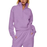 Nueva Sudadera De Mujer Con Capucha Cuello Erguido Otoño Invierno Color Sólido Fleece Manga Larga Bolsillos Cierre Media Pullover Suave - details 77