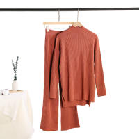 Conjunto De Ropa De Invierno Para Mujer REALEFT 2 Piezas Suéter De Cuello Medio Y Pantalones De Pista Tejidos De Alta Estiramiento Estilo Oficina Lady - details 6