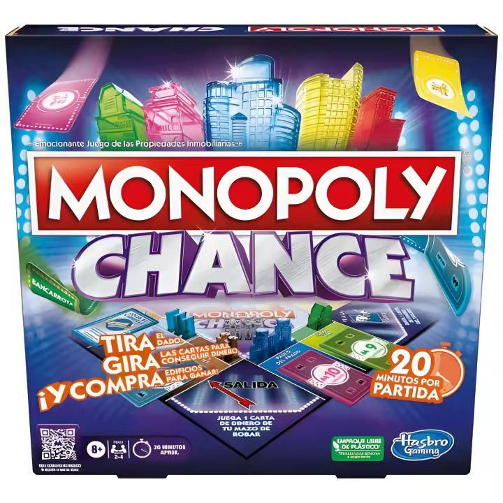 Hasbro Monopoly Chance F8555 - Juego de Mesa Rápido - Banca Rota - Partida 20 Mins - 1