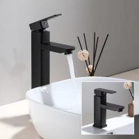Grifo De Baño ABS Mezclador De Agua Caliente Y Fría De Cuadrado Negro Montado En La Superficie Para Lavabo Y Bañera - details 2