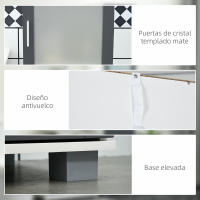 kleankin Armario Alto de Baño Mueble Columna de Baño con 2 Puertas de Vidrio Templado y Estantes Ajustables 37x35x190 cm Blanco y Gris - details 5