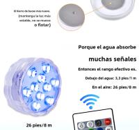 Luz Submarina LED RGB Para Piscina Con Control Remoto 10 LEDs Lámpara Portátil Operada Por Batería Para Acuario Vaso - details 3