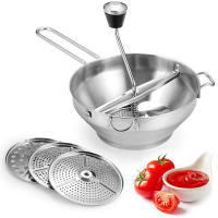 STARLEY-Molino de alimentos ergonómico, molino de granos de acero inoxidable, máquina de molienda de alimentos Manual con 3 discos de molinillo de alimentos para puré de patatas - details 3
