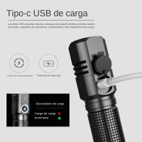 Linterna Mini LED Recargable XHP50 1500lm Fuerte Puede Apagarse Con Un Click Iluminación Al Aire Libre Impermeable Distancia De Iluminación > 500 Metros Aleación De Aluminio Negro - details 6