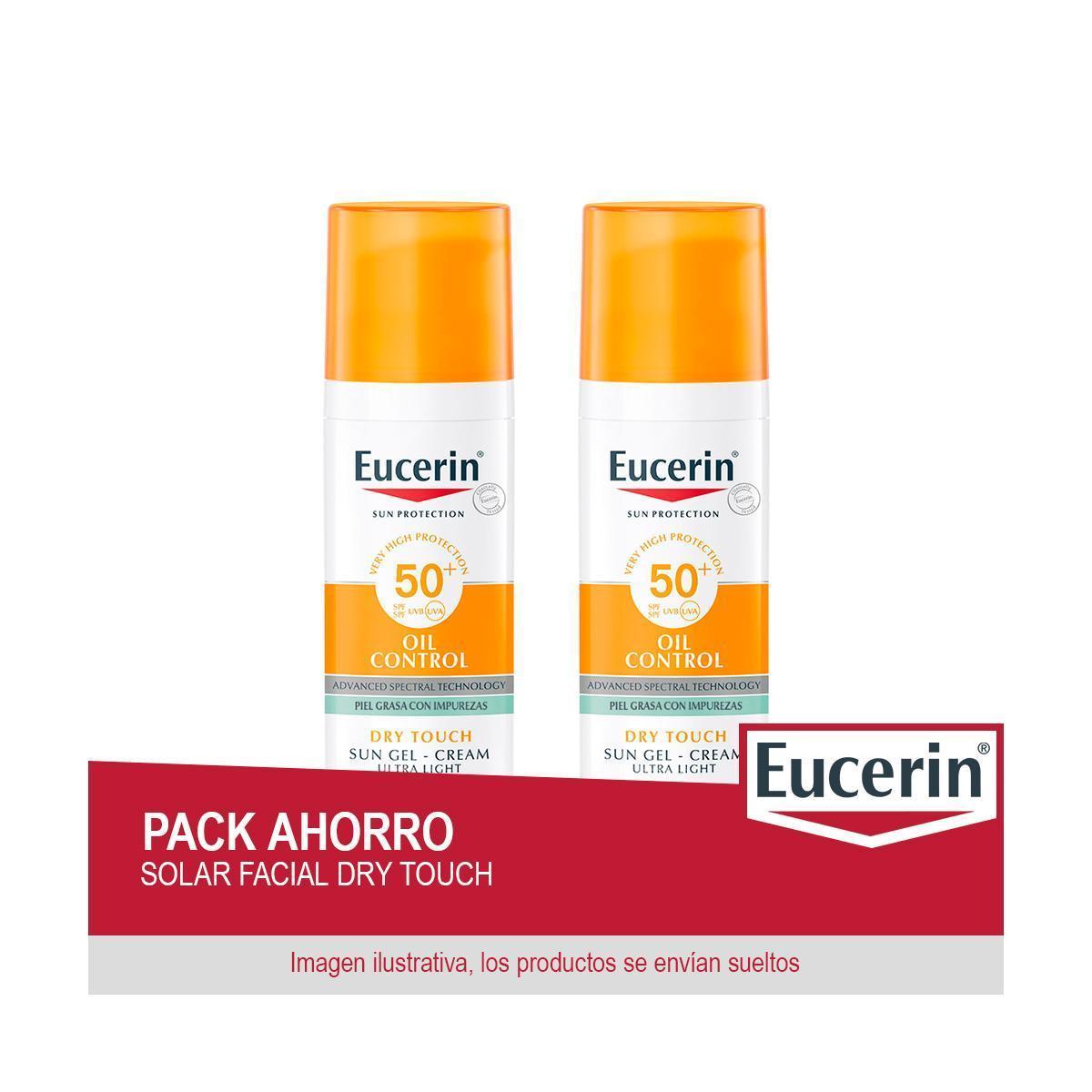 EUCERIN Solar Facial Gel-Crema Oil Control Dry Touch SPF50+ 50ml - Pack ahorro de 2 uds