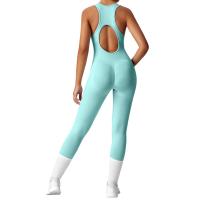 Conjunto De Yoga Para Mujer Moda Color Sólido Cuello Redondo Ajustado Fitness Ropa Deportiva Overoles De Gimnasio Sexy Ropa De Yoga - details 10