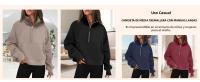 Nueva Sudadera De Mujer Con Capucha Cuello Erguido Otoño Invierno Color Sólido Fleece Manga Larga Bolsillos Cierre Media Pullover Suave - details 88