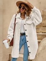 Nueva Chaqueta Larga De Mujer Para Invierno Estilo Casual Sólido Cremallera Simple Talla Grande Abierta Comodidad Poliéster Spandex - details 2