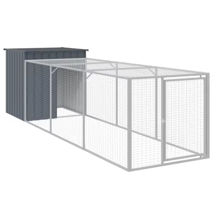 vidaXL Gallinero con Corral Jaula Caseta de Gallinas Acero Galvanizado Color Antracita, Gris claro, y mas - 1