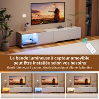 Mueble de TV blanco de 180 cm con sensor inteligente, iluminación LED automática y puerto USB, diseño moderno flotante minimalista - details 1