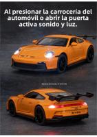 Coche De Deportes 911 GT3 a Escala 1/32 Con Sonido Luz Y Función Retroceso Puertas Abiertas Regalo Para Niños Modelo De Cuerpo De Aleación Y Neumáticos De Goma - details 6