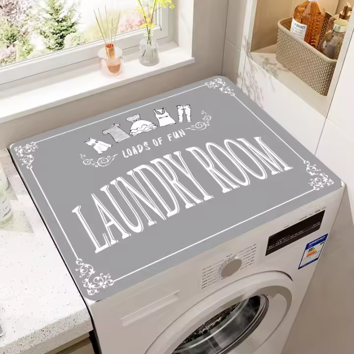 Cubierta De Lavadora Simple Absorbedora De Agua Secado Rápido Y Fácil De Limpieza Para Decoración Del Hogar Material Poliéster 100% Moderno - 1