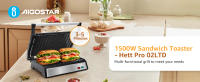 AIGOSTAR Sandwicheras y Panini, Parrilla Eléctrica, Grill ( Apertura de 180º,Placas Antiadherentes,1500W) - details 0