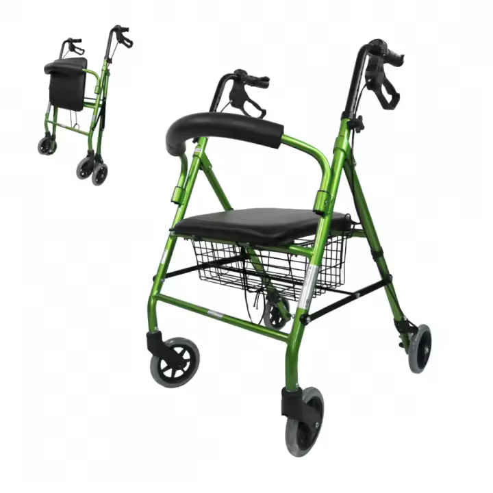 Andador con ruedas Plegable Clinicalfy Andador para ancianos Regulable Andador Ortopédico con 4 ruedas para Adultos con Frenos y Asiento Varios colores Aluminio Turia - 1