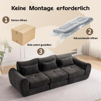 Sofá modular de pana, combinación libre sin herramientas, convertible en sofá cama de 3 plazas, no requiere montaje, ahorra espacio, ideal para salones y apartamentos pequeños - details 1