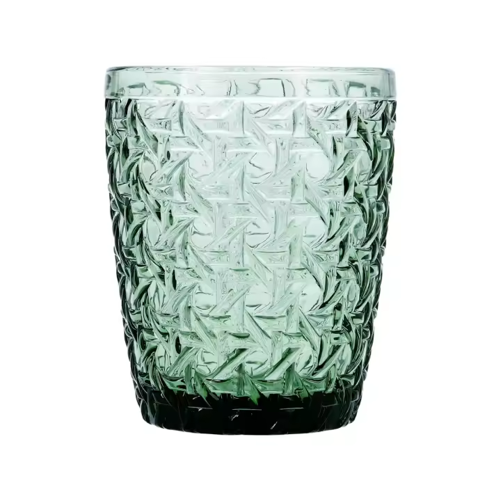 Bidasoa Set 6 Vasos Bajos Vidrio 30CL Verde Con Relieve Fácil de Limpiar - 1