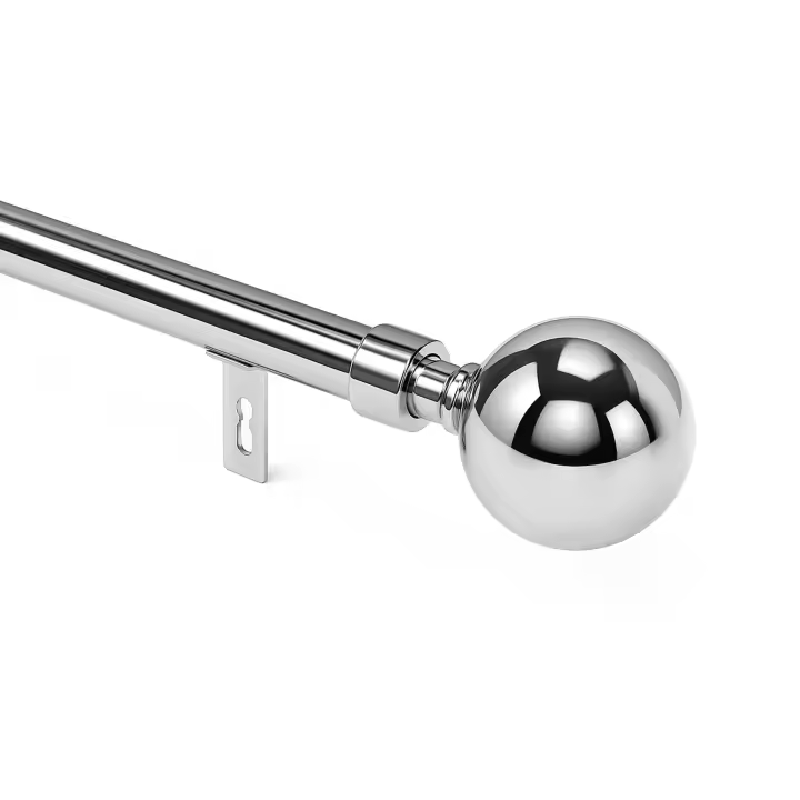 Juego Barra Cortinas Extensible Deco, Material Metal, Chapado Cromo, Medidas 19 mm 120-210 cm, Color Plata - 1