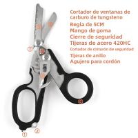 Tijeras De Emergencia Médica Plegables 6 En 1 Kit De Primeros Auxilios Para Supervivencia Al Aire Libre Herramienta EDC Con Funda Accesorio - details 7