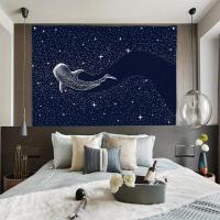 Tapiz De Pared VIKAMA Estilo Boho Aesthetic Oceánico De Ballena Y Delfín En Cielo Estrellado Para Decoración De Hogar Y Dormitorio Material Poliéster Impermeable Y Limpieza Fácil - details 3