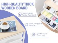 Carro de baño con 5 cajones, carro de cocina con ruedas con tablero de mesa de madera, para cocina, salón, dormitorio, oficina, blanco - details 4