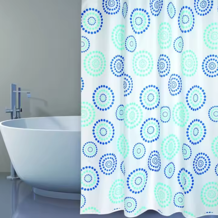 CORTINA DE BAÑO POLIESTER. 180X200 CM PREM.DOTS BLEU - 1