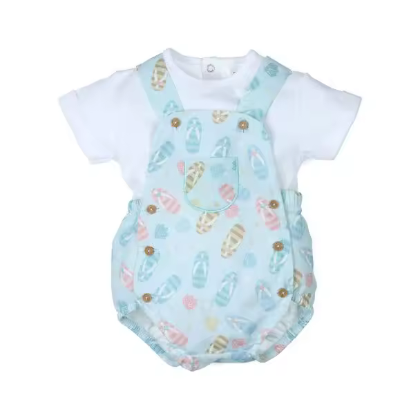 Conjunto corto 2 piezas bebé niño chanclas: peto y camiseta-29339-Tony Bambino - 1