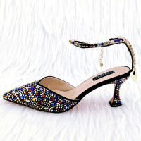 Zapatos De Tacón Alto Para Mujer Con Cordón Y Strap De Tobillo En Color Arcoíris Y Negro De QueenaYan Estilo Africano Y Party - details 8