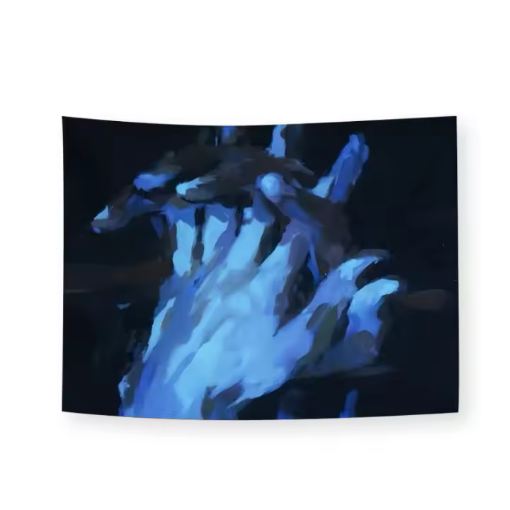 Tapiz De Pintura Azul Con Manos Arte Para Pared De Sala De Estar Dormitorio Decoración De Habitación Incluye Kit De Instalación Gratis - 1