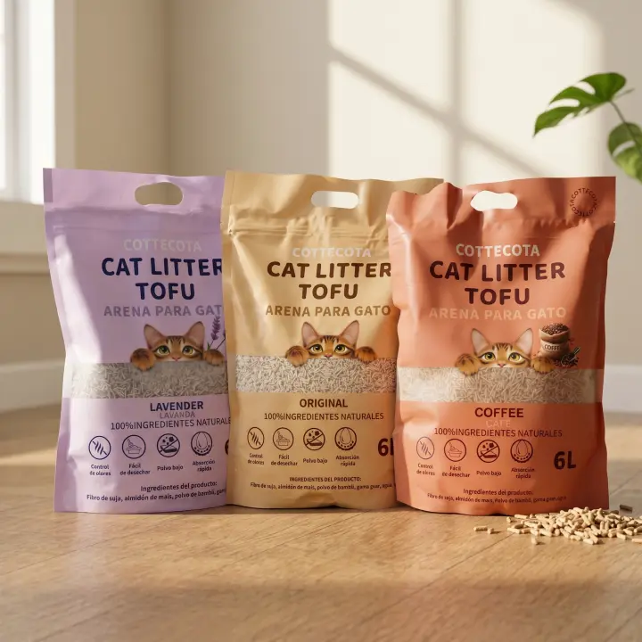 Pack 3 Cat Litter Tofu – Arena para Gato Marca Cottecota - 1