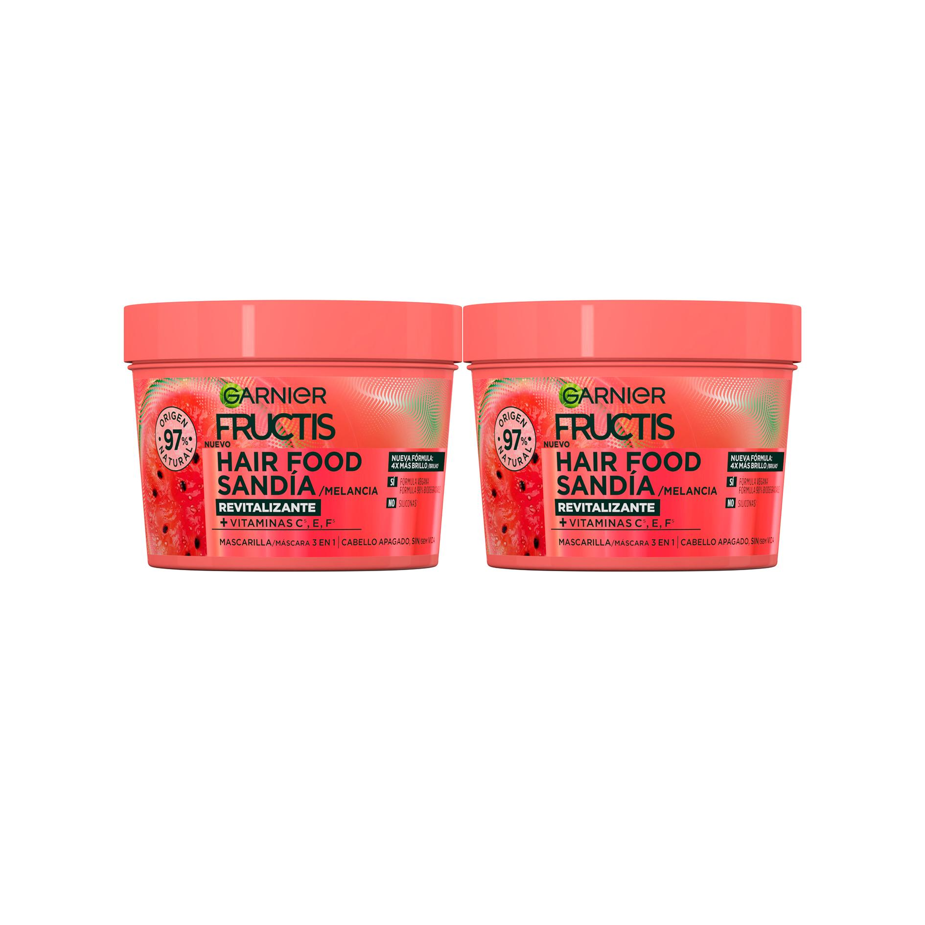 GARNIER Fructis Hair Food Sets de Sandía Revitalizante para Cabello apagado, sin vida.