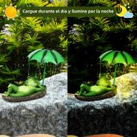 Decoración De Jardín Luz Solar LED Estatua De Rana Con Paraguas Impermeable Resina Creativa Y Divertida Para Exteriores - details 3