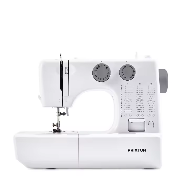 PRIXTON Máquina de Coser P135, 45 Puntadas, Ojal Automático 4 Pasos, Enhebrador Automático, Zigzag Elástico, Doble Velocidad y Luz Integrada para Arreglos y Manualidades - 1