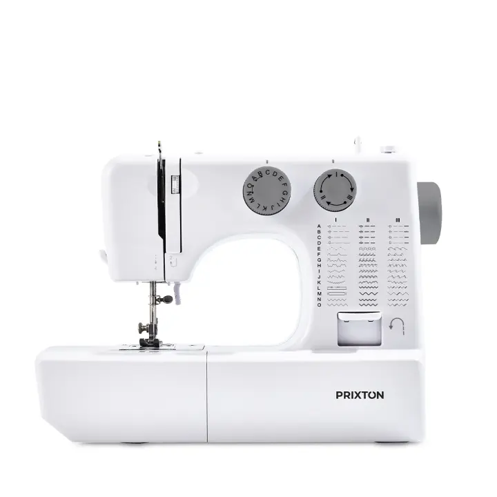 PRIXTON Máquina de Coser P135, 45 Puntadas, Ojal Automático 4 Pasos, Enhebrador Automático, Zigzag Elástico, Doble Velocidad y Luz Integrada para Arreglos y Manualidades - 1