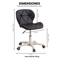 LUTODY - Silla de oficina, Silla escritorio juvenil, Silla Gaming, Silla giratoria 360º, Ergonómica, Asiento de polipiel, Regulable, Estilo nórdico, Para despacho y hogar - details 10